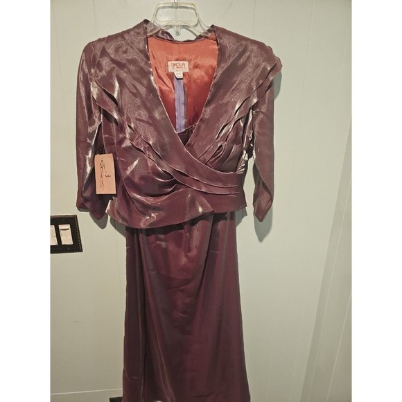 Vtg Nikolia Maids Mother Of The Bride 2 Piece Skirt Jacket Iridescent Purple NWT - Picture 1 of 5